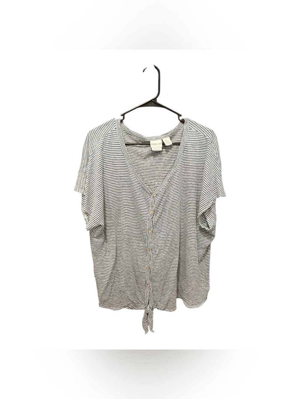 Rachel Zoe Striped Tie 100% Linen Top Size 2xl XXL Coastal Grandmother Beach